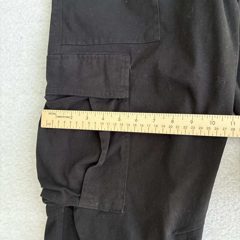 YoungLA Jeans Mens XL Black Streetwear Baggy Cargo All Over Embroidered Pants